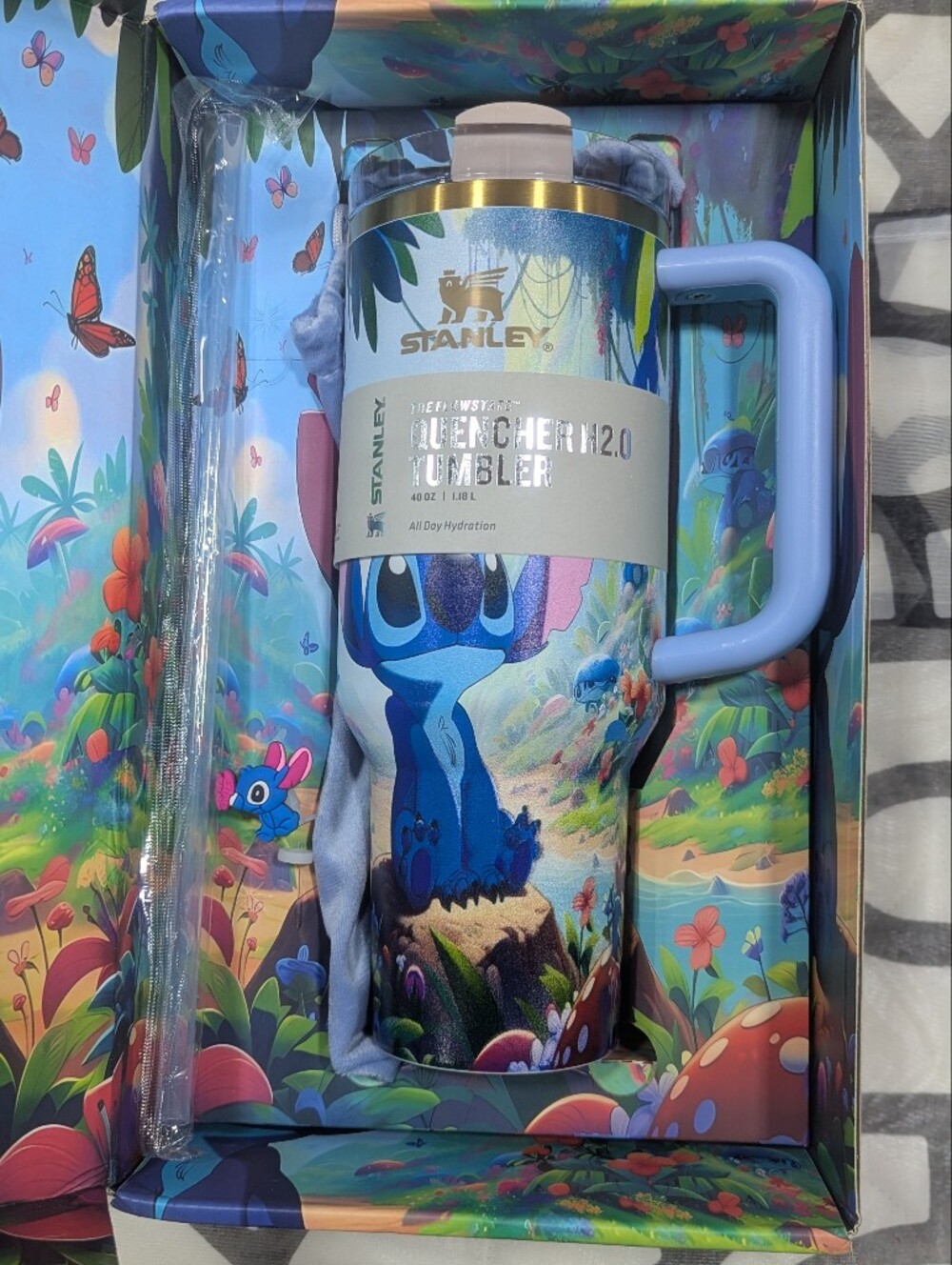 Stanley x LoveShackFancy Disney Stitch 40oz Quencher H2.0 NIB Limited Edition
